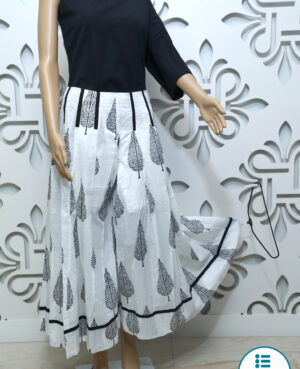 Ready to wear Black & white jaipuri print camric pleated palazzo/culotte