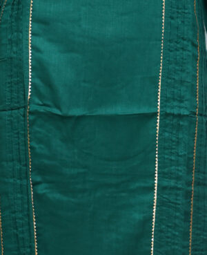 Ready to wear Dark green cotton kurta with golden lace