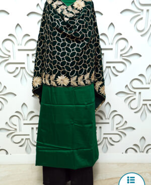 Deep green velvet stole with all over gota jaal and embroidery