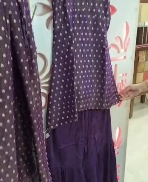 Ready to wear banarasi  tissue silk kurta and dupatta with all over zari woven buti and Shantoon Sharara.