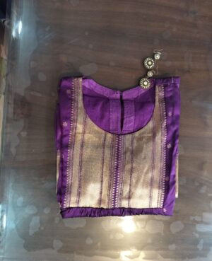 Ready to wear Pure Benarasi silk kurti with rose gold zari yoke and all over detailing