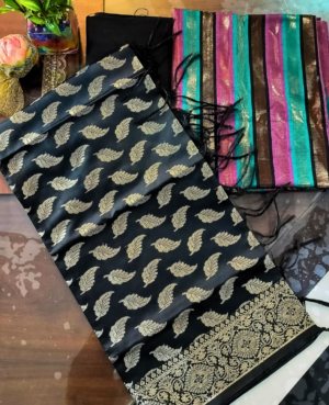 Banarasi cotton silk zari weaving rangkat kurta with all over zari weaving heavy dupatta and soft cotton lower
