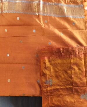 Pure Katan silk Kadua Weaving Zari Bootas all over Same on Same  Five meters Banarasi Fabric. The Sona Roopa Bootas on Katan Silk  shimmer like sunlight dancing on heritage walls