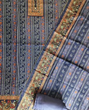 Semi-Stitched Micro Velvet  3 piece Suit Set – Cobalt Blue Digitally Printed